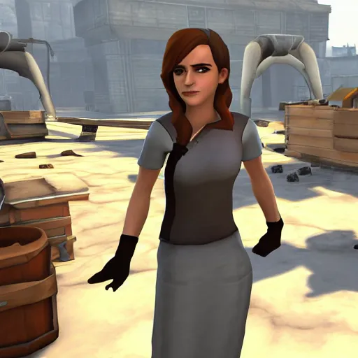 Image similar to Emma Watson screenshot from team fortress 2