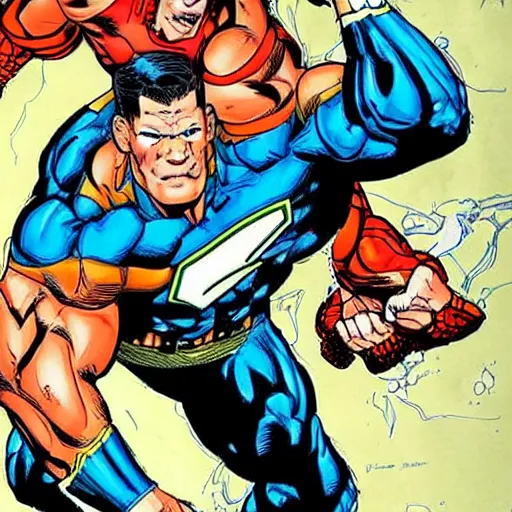 Prompt: john cena as a comic book character, illustrated by jim lee