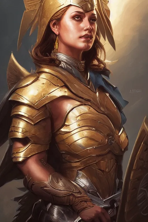 Image similar to amazon valkyrie athena, d & d, fantasy, portrait, highly detailed, headshot, digital painting, trending on artstation, concept art, sharp focus, illustration, art by artgerm and greg rutkowski and magali villeneuve