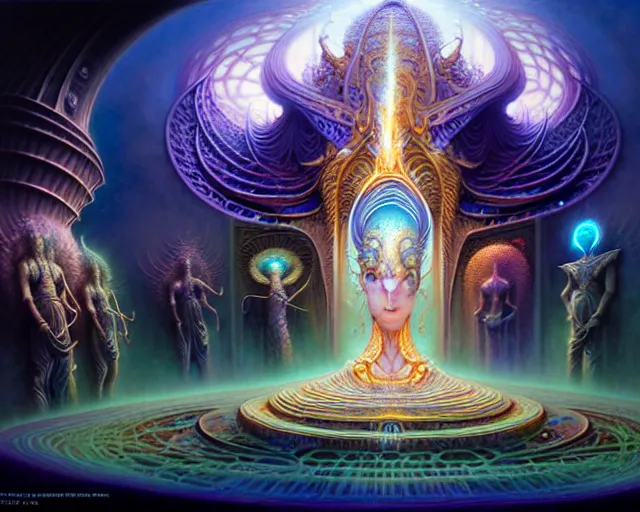 Image similar to the temple of transcendence, fantasy character portrait made of fractals facing each other, ultra realistic, wide angle, intricate details, the fifth element artifacts, highly detailed by peter mohrbacher, hajime sorayama, wayne barlowe, boris vallejo, aaron horkey, gaston bussiere, craig mullins