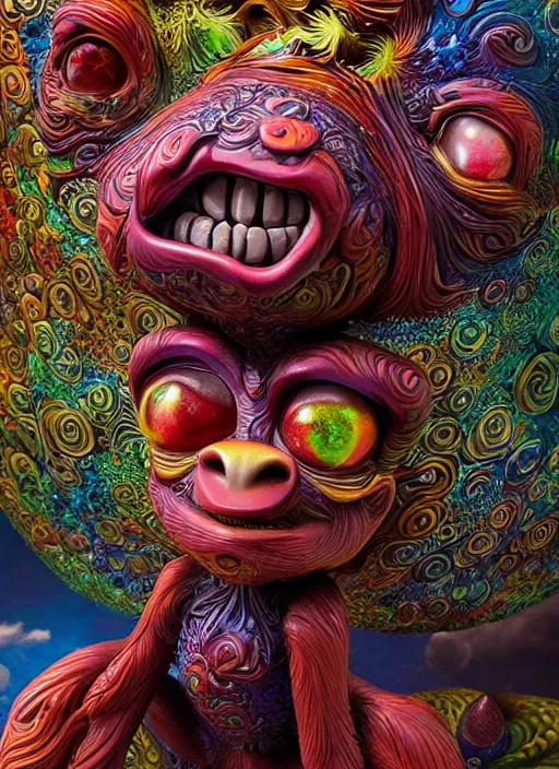 Prompt: a surreal portrait statue of a psychedelic tiki monkey figure by naoto hattori, android jones, and chris dyer, deep bold colors, galactic entity, depth of field, intricate beautiful painting, billions of details, octane render, portal, 8 k, detailed vector, trending on artstation, cgisociety, wow!!!!!!