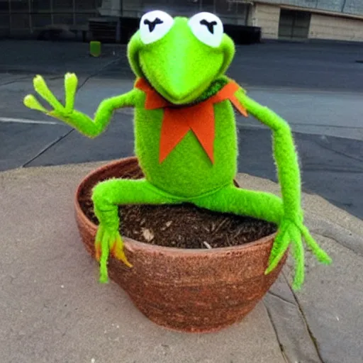 Prompt: kermit the frog, made out of cactus