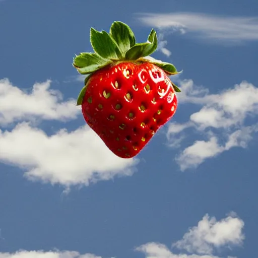 Prompt: strawberry - shaped cloud