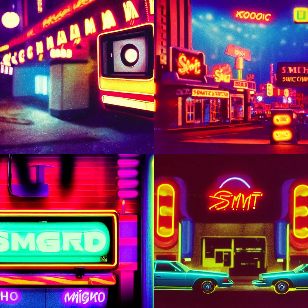 Prompt: 8 0 s polaroid photo, cinema still from movie sonic the hedgehog, watching night streets, neon signs, colorful haze, americana, high production value, 8 k resolution, hyperrealistic, photorealistic, high definition, high details, tehnicolor, award - winning photography, masterpiece, amazing colors