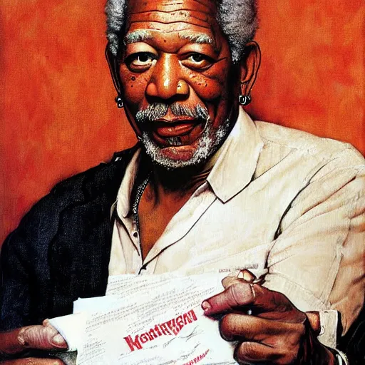 Image similar to Morgan Freeman portrait painted by Norman Rockwell