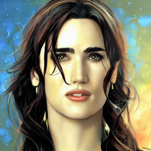 Prompt: a portrait painting of Jennifer Connelly as diva by Stjepan Sejic