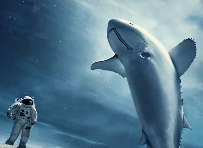 Image similar to astronaut suit in the shape of a whale, film still in the new batman movie, 4 k