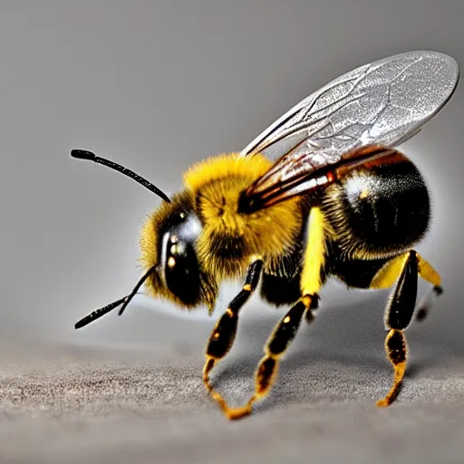 Image similar to 3 d bee, macro, depth of field, f 1. 2 highly detailed