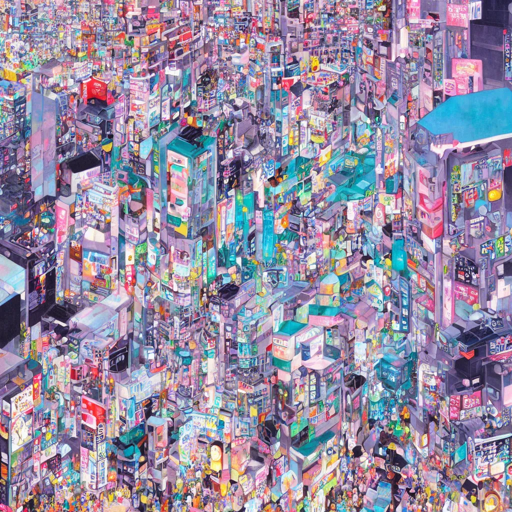 Image similar to tokyo shibuya dreamscape by Hikari Shimoda, bright tones