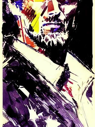 Image similar to clint eastwood by bill sienkiewicz, detailed, hyper-detailed