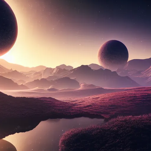 Image similar to fantastic landscape on a distant planet high resolution beautiful lighting soft colors unreal engine 4 k wallpaper