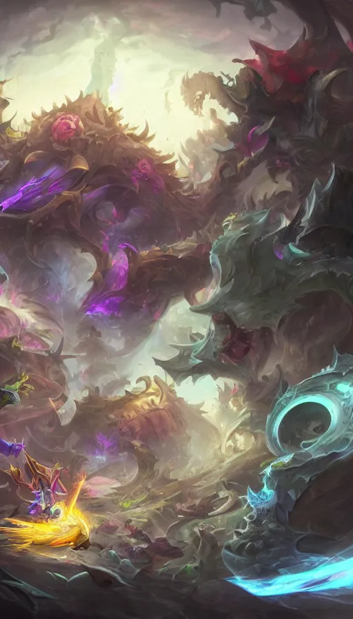 Image similar to life and death mixing together, by league of legends concept artists