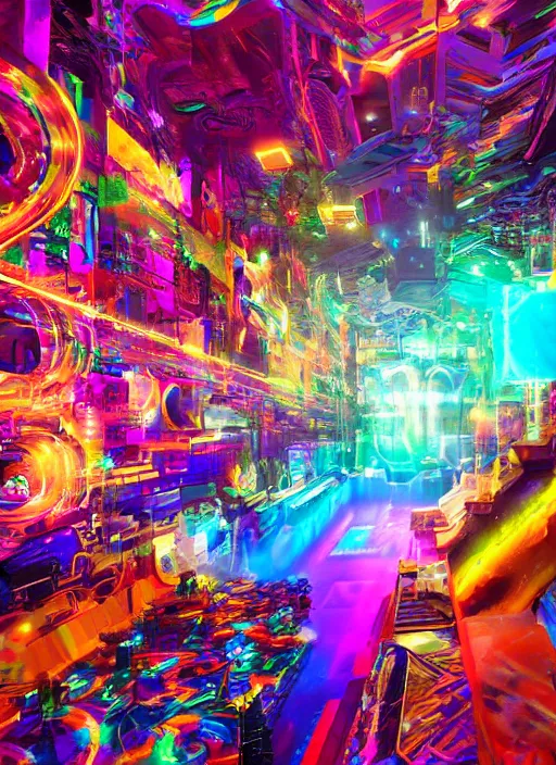 Image similar to cinematic shot cyberspace of creativity, very large floating holographic videos, hyper realistic, mood lighting, fantasy, detailed happy people creating colorful diverse art, highly detailed, super realistic, perfect lighting pixel sorting, style sheet