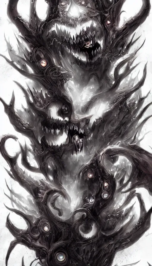 Prompt: a storm vortex made of many demonic eyes and teeth, by ross tran