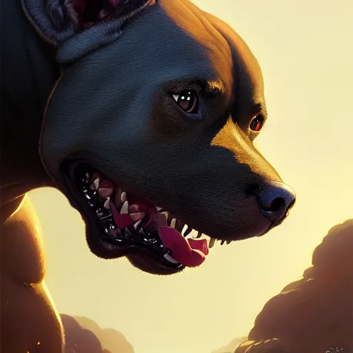 Image similar to highly detailed portrait of saquon barkley as a pitbull, unreal engine, fantasy art by greg rutkowski, loish, rhads, ferdinand knab, makoto shinkai and lois van baarle, ilya kuvshinov, rossdraws, tom bagshaw, global illumination, radiant light, detailed and intricate environment h 6 0 4