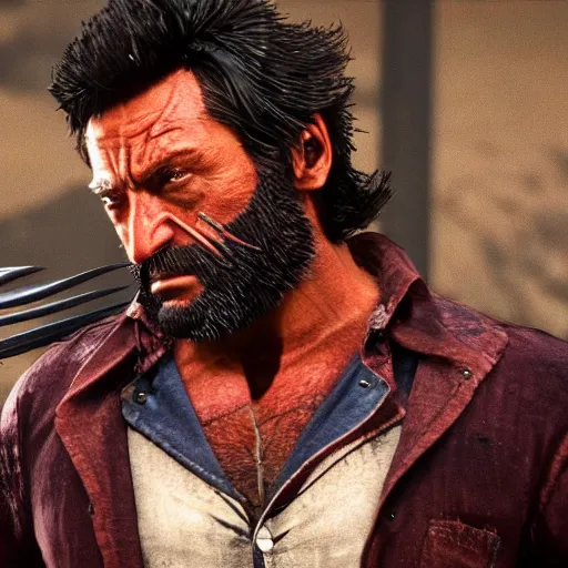 Image similar to Wolverine in red dead redemption 2 4k detail