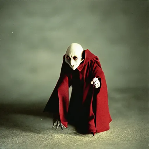 Image similar to portrait of nosferatu playing with his kid, realistic detailed photography, kodak 5 2 1 9 film, 5 0 mm lens