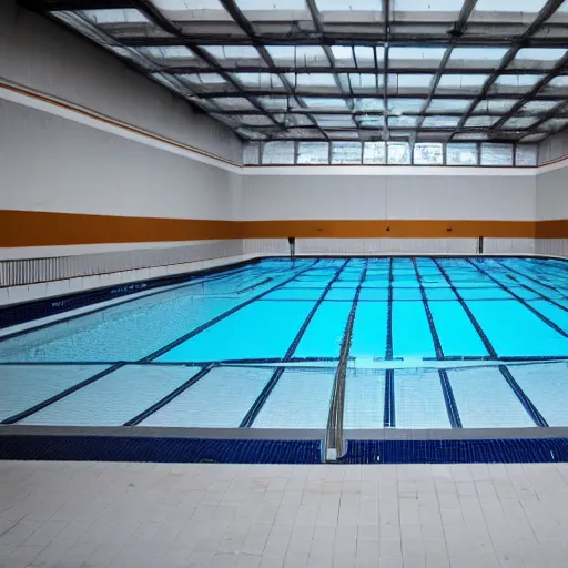 Image similar to a never ending empty pool, liminal space, found footage, sharp focus