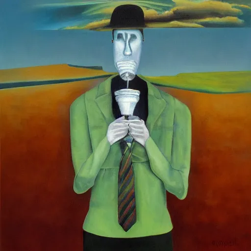 Image similar to a dissatisfied customer, surrealist contemporary painting