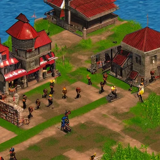 Image similar to mcdonald's restaurant in age of empires ii, detailed screenshot