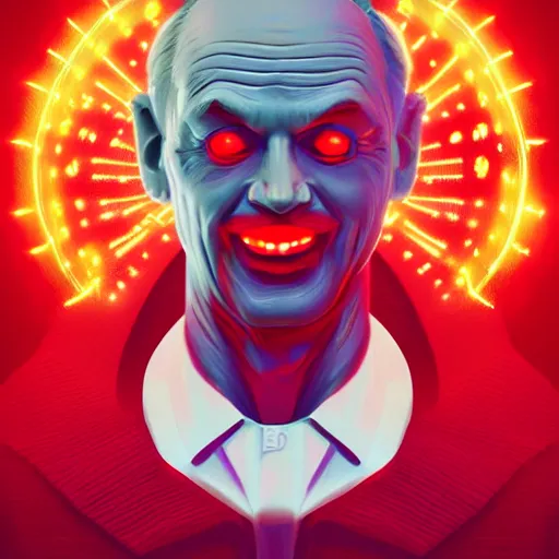 Prompt: bitcoin satan with red skin and white angel wings by beeple digital art award winning nft 2 0 2 0 collection