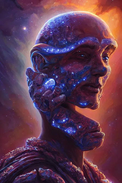 Prompt: beautiful oil painting with high detail of a wise Space ent made of stars and plasma, hybrid from dungeons and dragons and art direction by James Cameron ;by artgerm; wayne reynolds art station; cinematic quality character render; low angle; ultra high quality model; production quality cinema model; Cyberpunk
