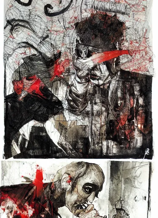 Image similar to Politicians hide themselves away, They only started the war, Why should they go out to fight, They leave that role to the poor, creepy, diabolical, dark, mystical, intrincate, maximalism, Illustration by Alex maleev, James Jean, Adrian Ghenie and Francis Bacon