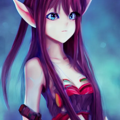 Prompt: elf girl with huge ears, anime style digital art, hd, artstation, pixiv