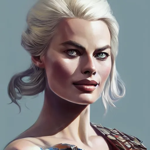 Image similar to margot robbie, d & d, fantasy, portrait, highly detailed, digital painting, trending on artstation, concept art, sharp focus, illustration, art by artgerm and greg rutkowski and magali villeneuve