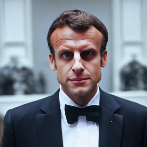 Prompt: fake Emmanuel Macron in American Psycho (1999)