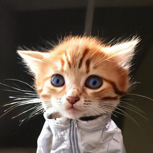 Prompt: a cute kitten wearing a raincoat