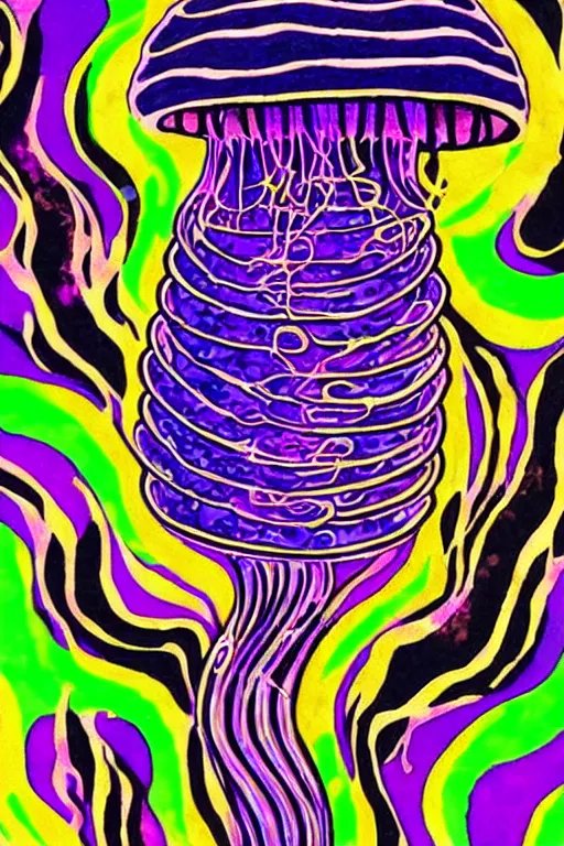 Prompt: psychedelic art of jellyfish