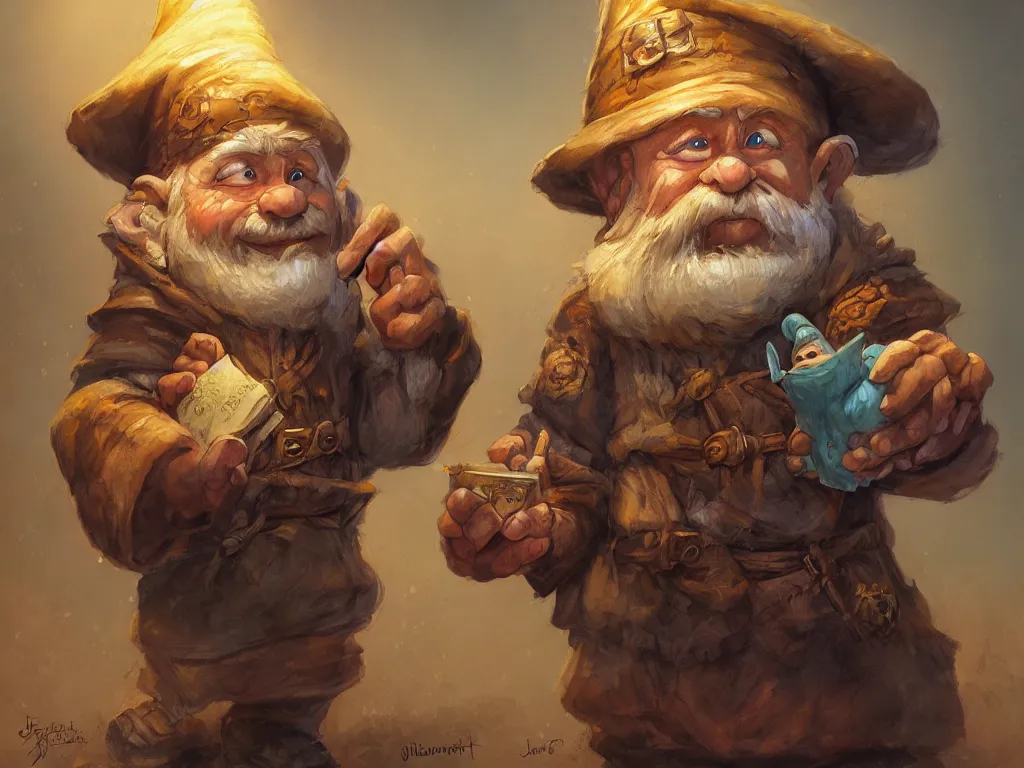 Image similar to a gnome wizard, by justin gerard and jean baptiste monge, digital art, realistic painting, dnd, character design, trending on artstation