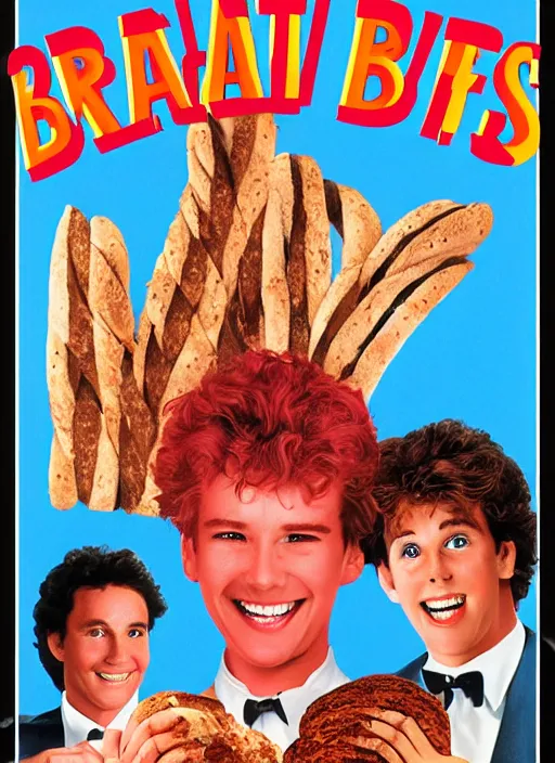 Image similar to a movie poster for a 1985 romantic comedy movie called Bread Boys, designed by John Alvin