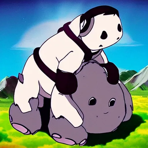 Image similar to dj porter robinson riding appa from avatar the last airbender