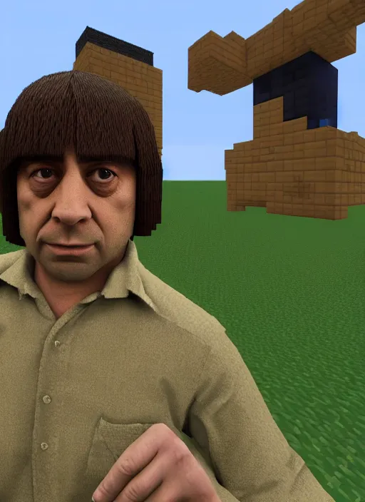 Image similar to anton chigurh in minecraft