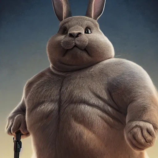 Prompt: portrait of the real life Big Chungus, expressive pose, futuristic, highly detailed, digital painting, artstation, concept art, smooth, sharp focus, dramatic light, studio light, by leonardo da vinci