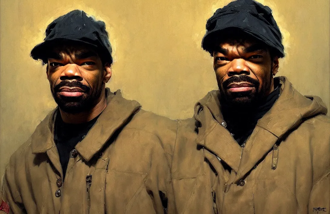 Image similar to portrait of method man!!!!!!!!!!!!!!!!!!!!!!!!!!!, detailed face, detailed painting,, epic lighting, by ilya repin, phil hale and kent williams