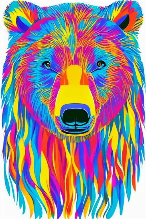 Image similar to minimalist boho style art of a colorful bear, illustration, vector art