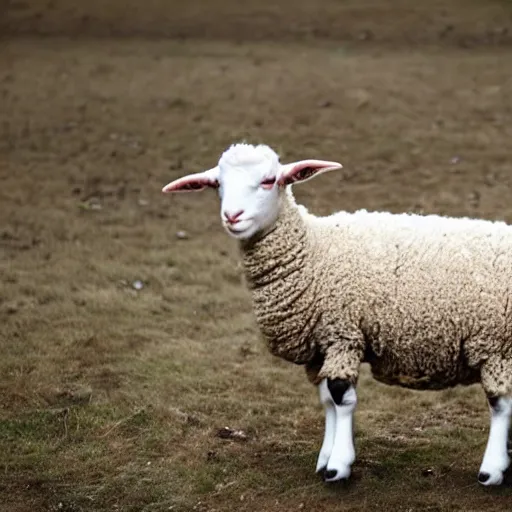 Image similar to lamb and goat fused as one, evil mood