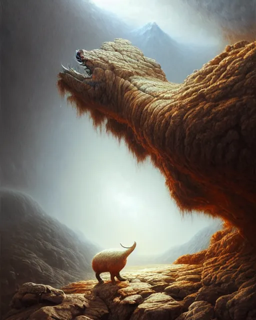 Prompt: a hyper - detailed 3 d render like an oil painting of rock - animals of the active landslide, surrealism!!!!! surreal concept art, lifelike, photorealistic, digital painting, aesthetic, smooth, sharp focus, artstation hd, by greg rutkowski, bruce pennington, valentina remenar, rhads, asher duran,