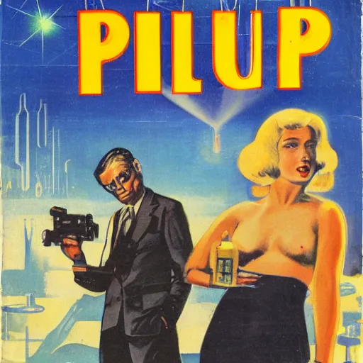 Image similar to pulp paperback novel cover design, science fiction