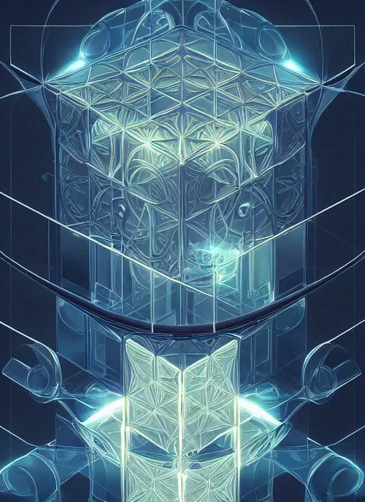 Image similar to symmetry!! product render poster puzzle cube scifi, glowing lights!! intricate, elegant, highly detailed, digital painting, artstation, concept art, smooth, sharp focus, illustration, art by artgerm