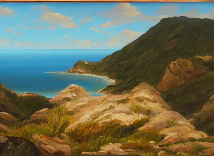 Image similar to catalina national park in the style of hudson river school of art, oil on canvas