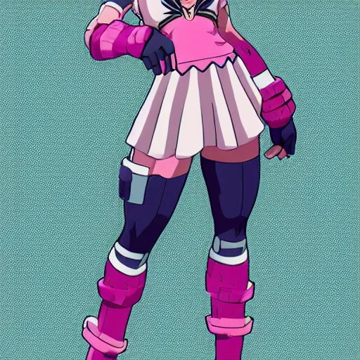 Image similar to concept art for a pink my hero academia costume for females, detailed