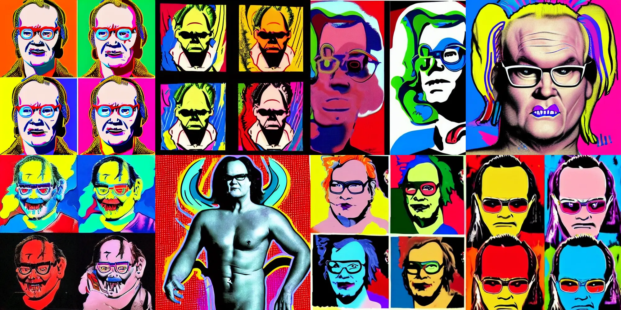 Prompt: jim cornette transforming into a demon, pop art, demonic, lisa frank, andy warhol, painted, thick lines