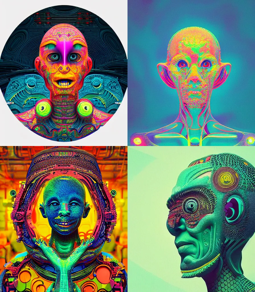 Prompt: “portrait of a happy alien, intricate artwork by Tooth Wu and wlop and Beeple. vibrant colors”