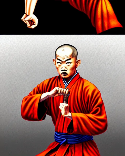 Image similar to richly detailed color illustration of a shaolin-president-politician-kung-fu illustrated by Artgerm and Timothy Kong . 3D shadowing