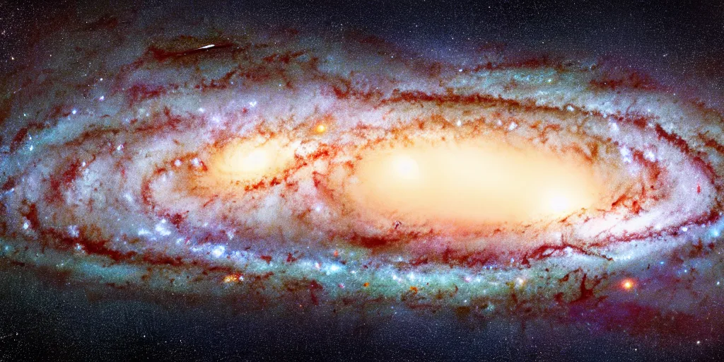 Prompt: milky way galaxy colliding with andromeda galaxy 4 billion years, 4 k hd, art, realistic
