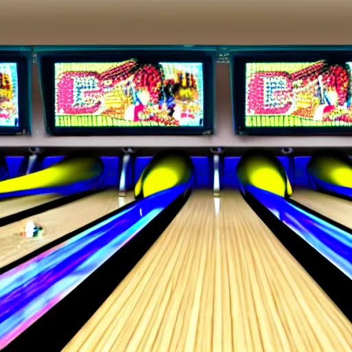 Prompt: bowling alley screen